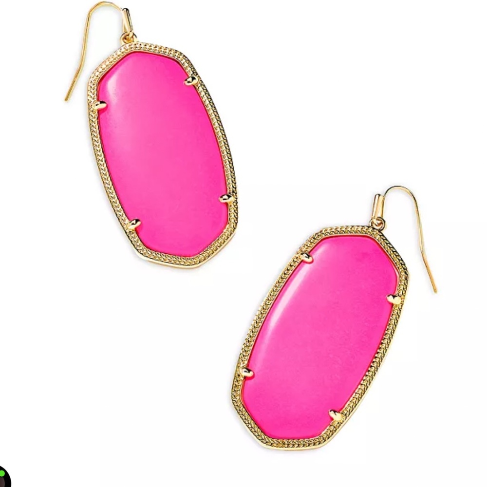 Danielle Gold Statement Earrings in Magenta Pink Magnesite